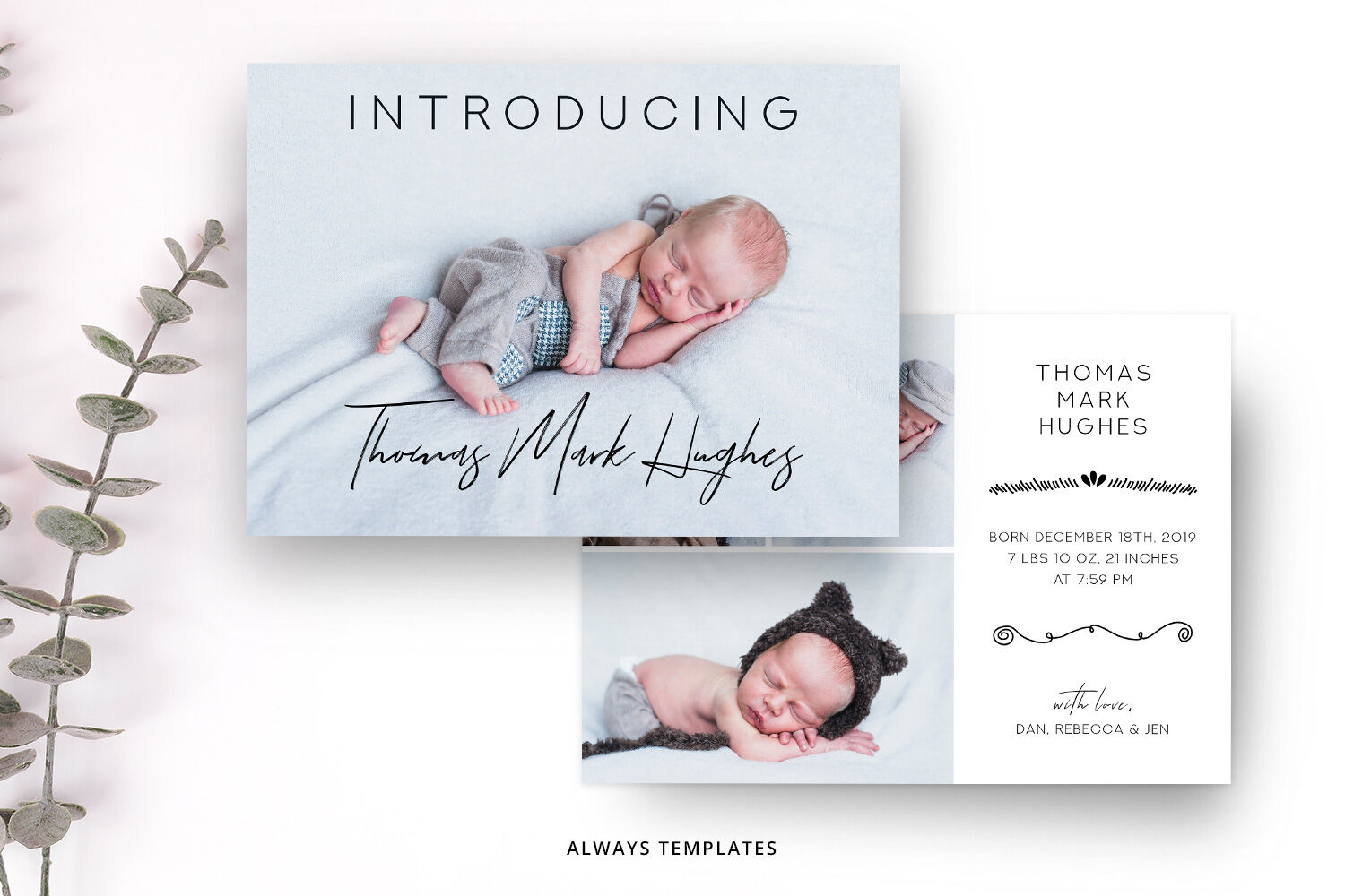 Birth Announcement Template BA007 By Always Templates TheHungryJPEG