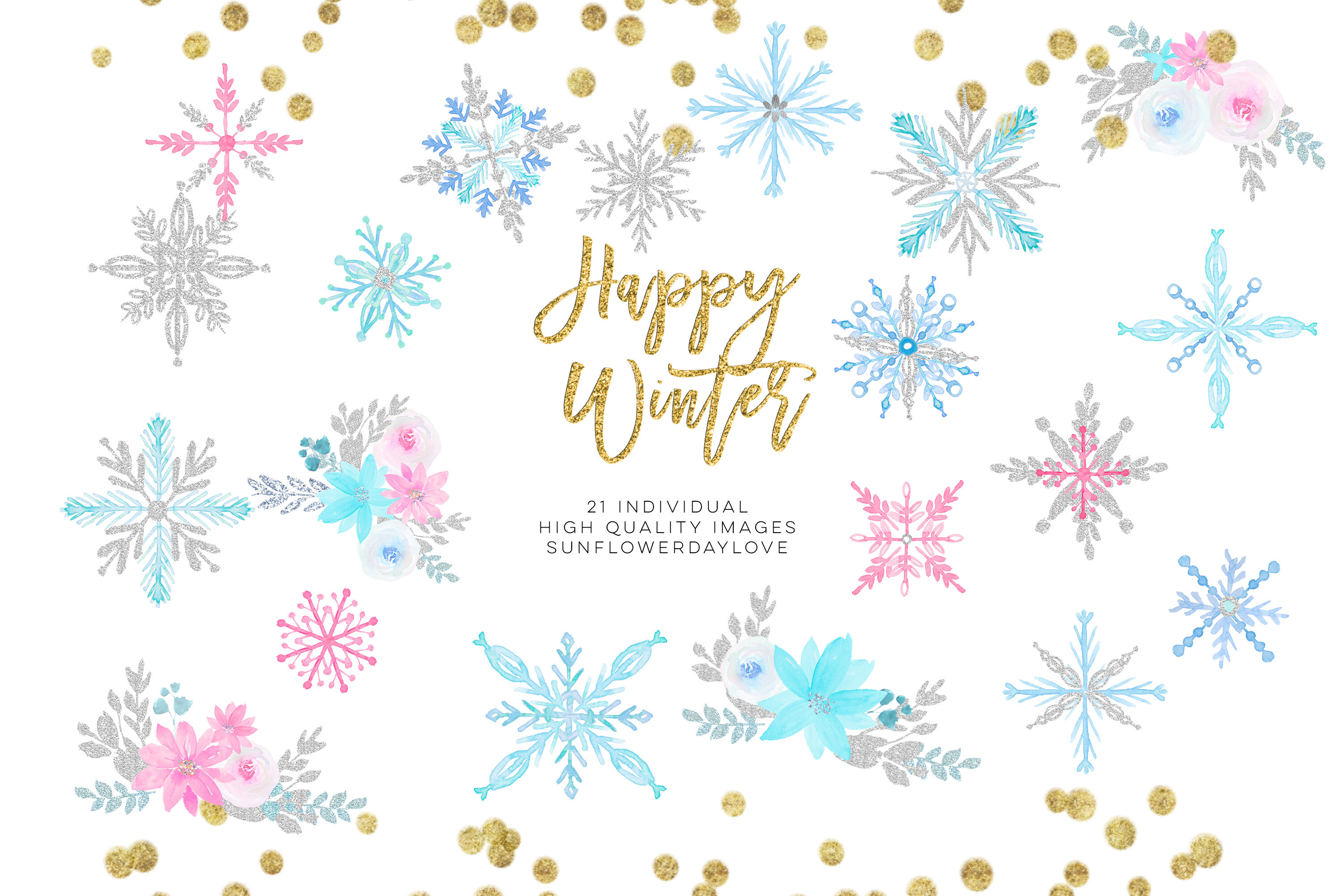 Download Winter Onederland Clipart Winter Snowflakes Clipart By Sunflower Day Love Thehungryjpeg Com