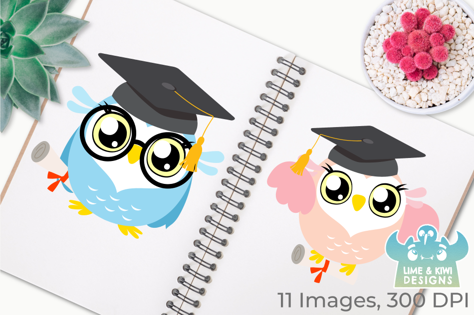 Download Graduation Owls Clipart, Instant Download Vector Art By Lime and Kiwi Designs | TheHungryJPEG.com