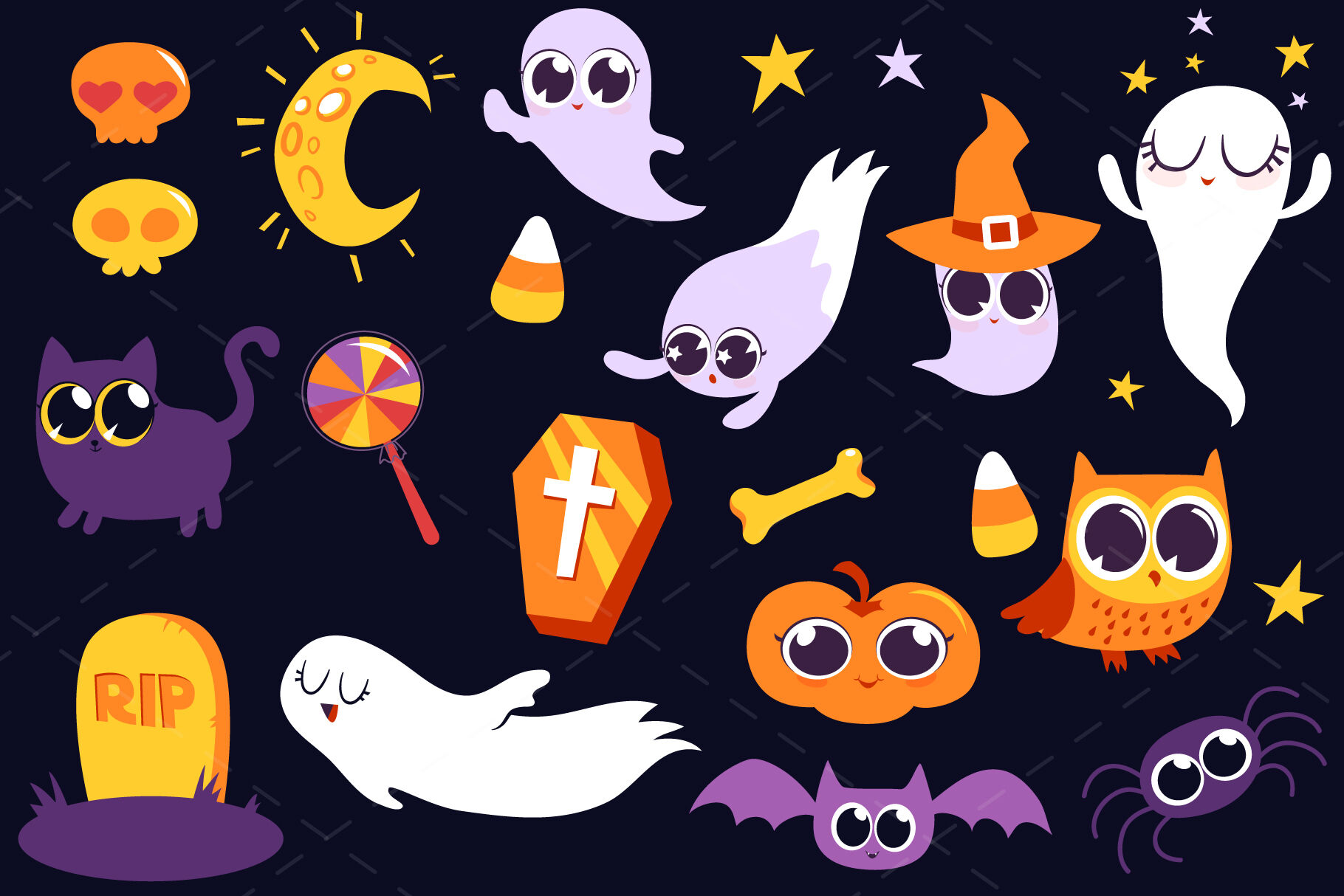 Halloween Bundle 90 Elements Illustrations By Tatiana Cociorva Designs Thehungryjpeg Com