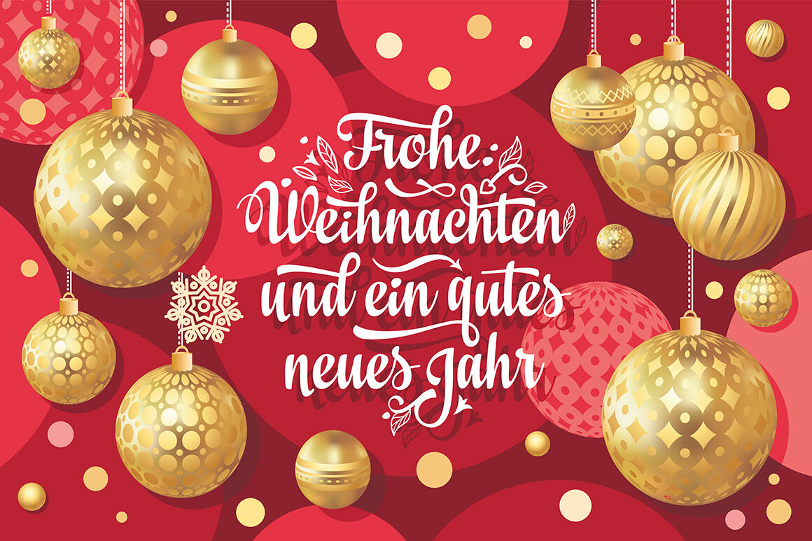 Frohe Weihnachten. Congratulations in German language. Christmas By