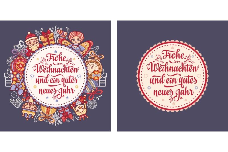 Frohe Weihnachten. Congratulations in German language. Christmas By