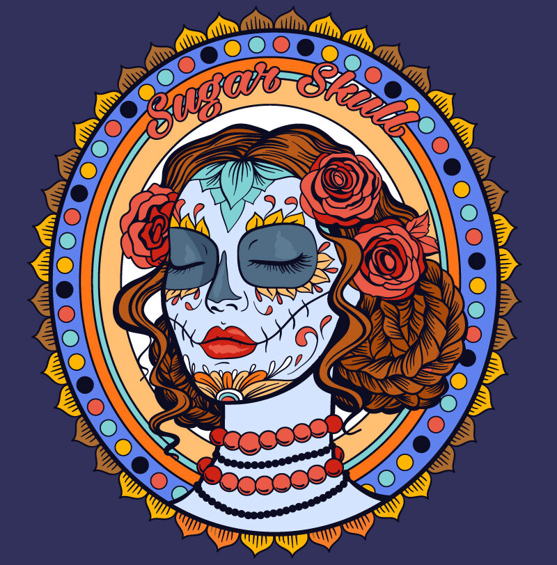 Sugar Skull Lady Coloring Page SVG cut file By Tatiana Cociorva Designs