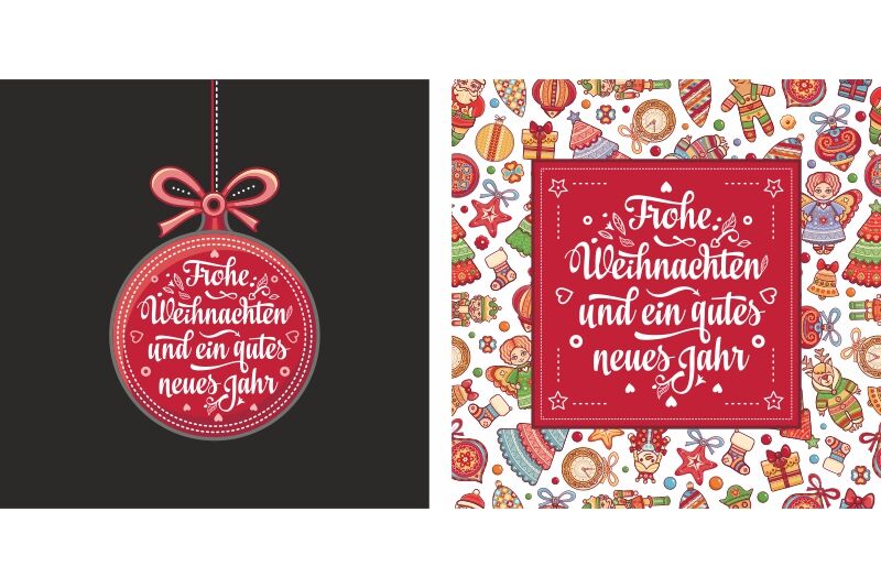 Frohe Weihnachten. Congratulations in German language. Christmas By