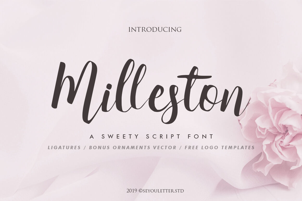Milleston Script Font By Seeyouletterstudio Thehungryjpeg Com