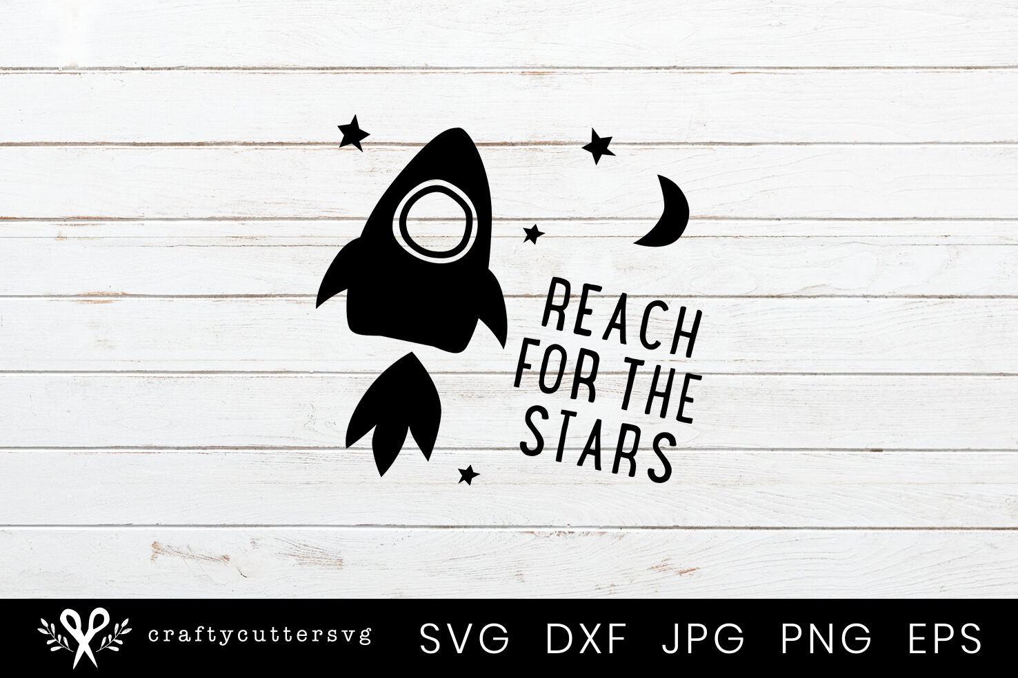 Download Reach For The Stars Svg Cut File Rocketship Moon Stars Clipart By Crafty Cutter Svg Thehungryjpeg Com