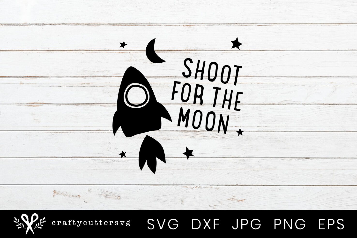 Download Shoot For The Moon Svg Cut File Stars Moon Rocketship Clipart By Crafty Cutter Svg Thehungryjpeg Com