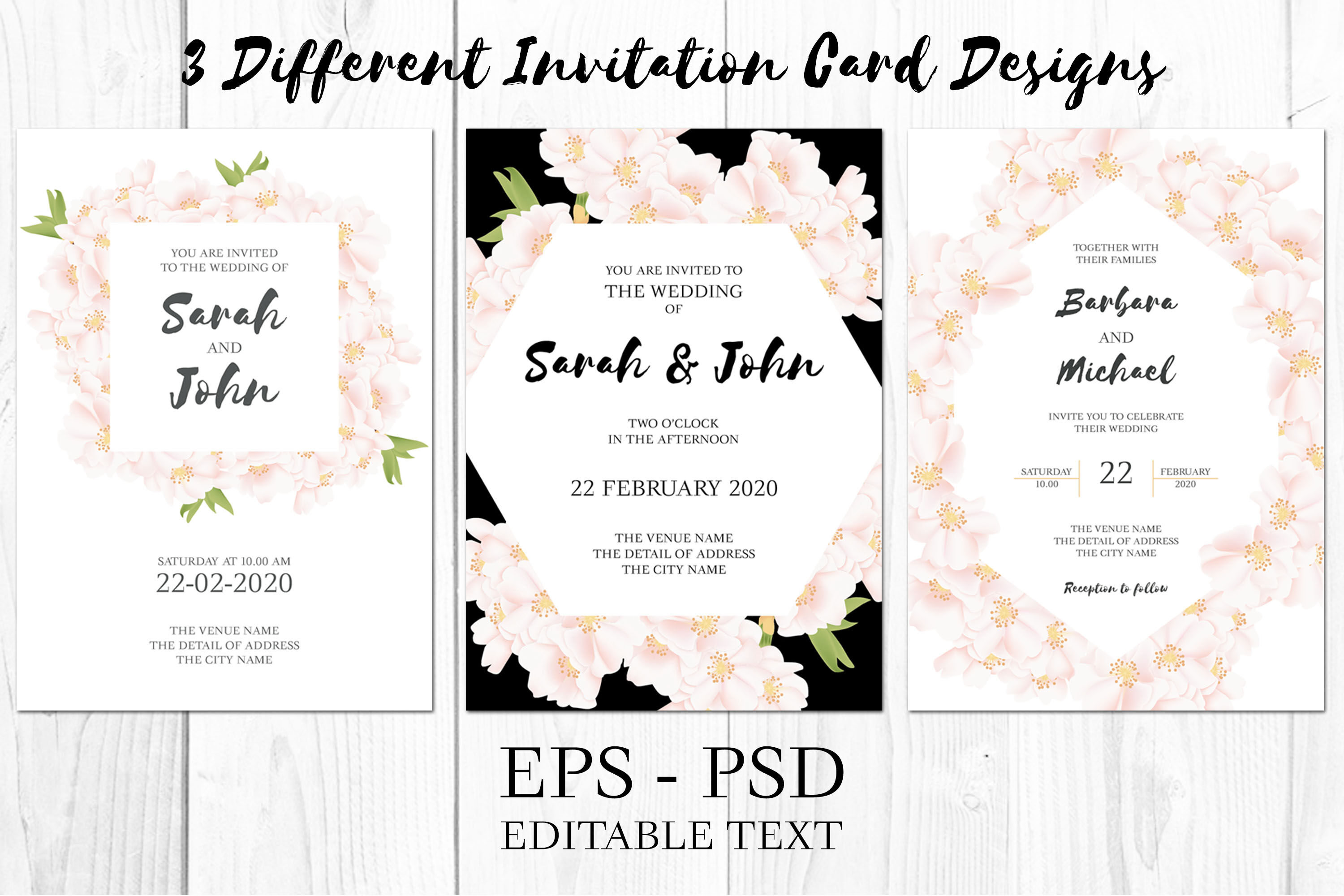 Printed PDF Flourishing Black and White Classic jpeg Printable Script DIY Wedding Invitation and RSVP Card -Digital File Modern
