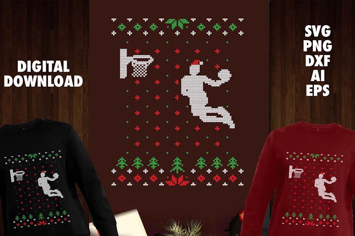 Ugly Christmas Sweater Basketball 