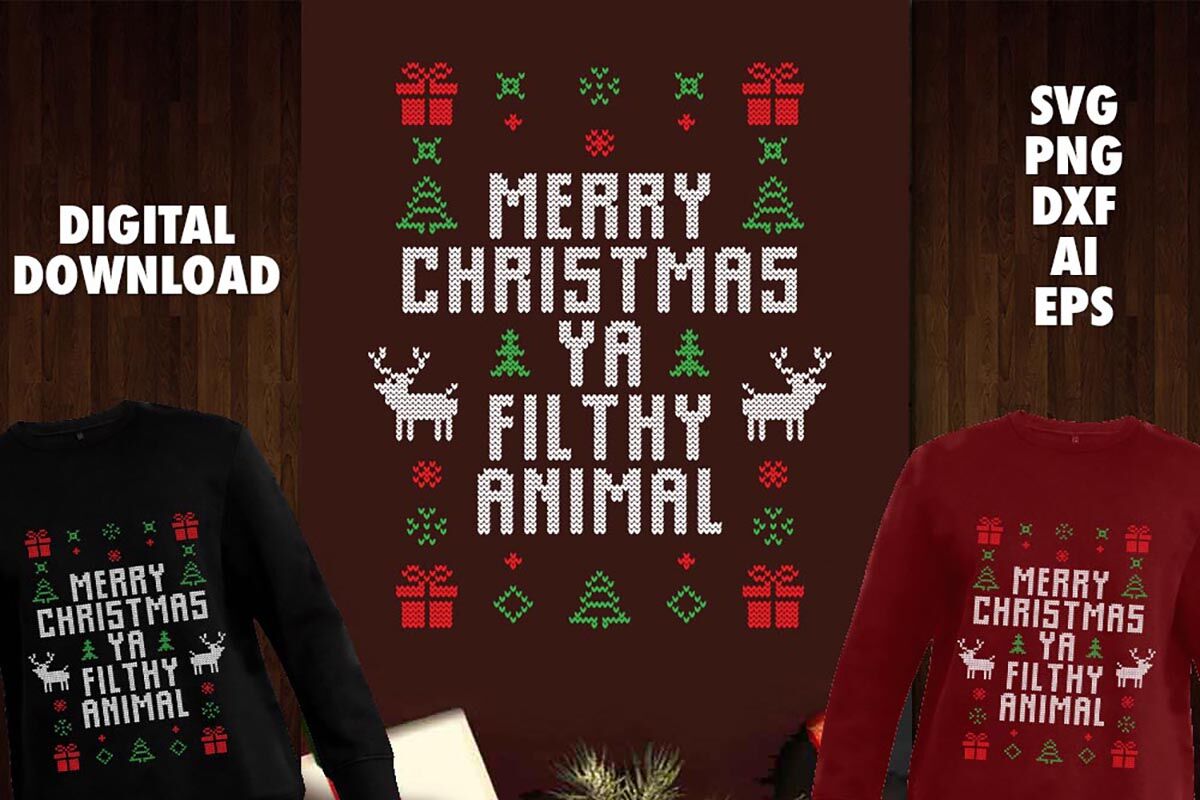 Merry Christmas Ya Filthy Animal Transparent SVG By cuttingsvg |  TheHungryJPEG