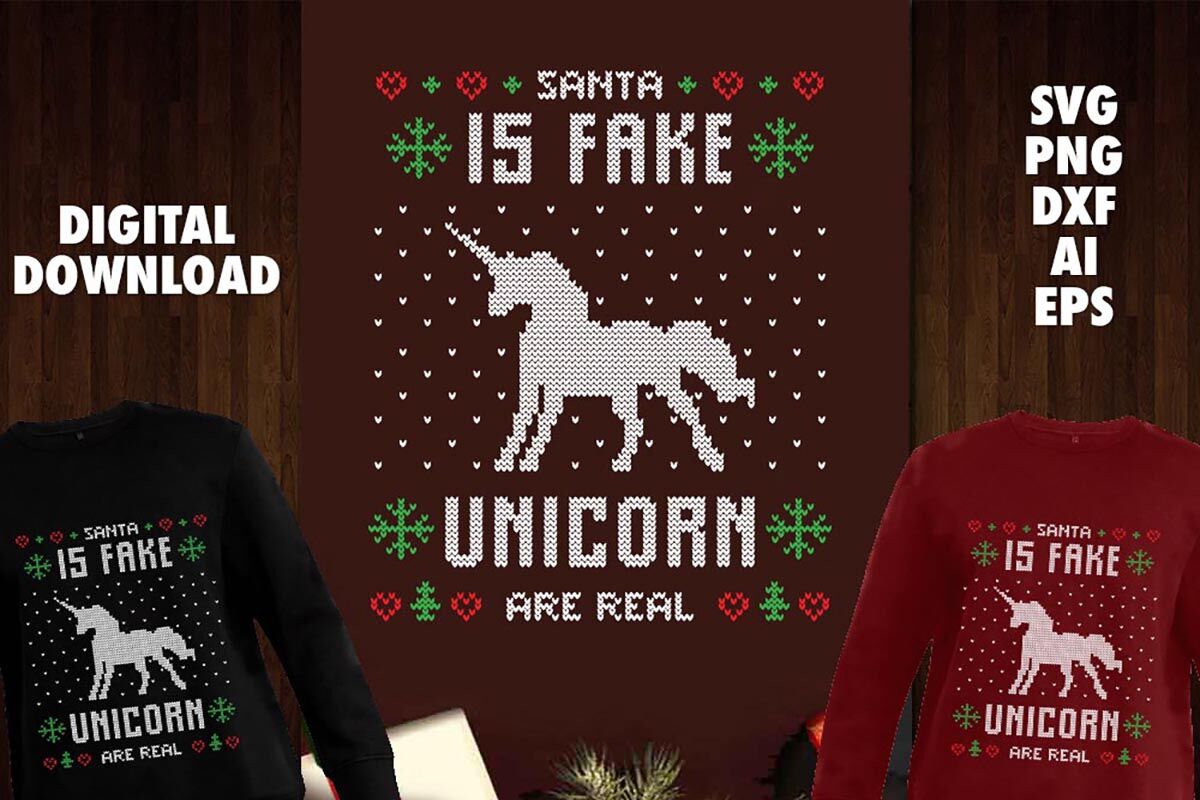Download Santa Is Fake Unicorn Is Real Transparent Svg By Cuttingsvg Thehungryjpeg Com