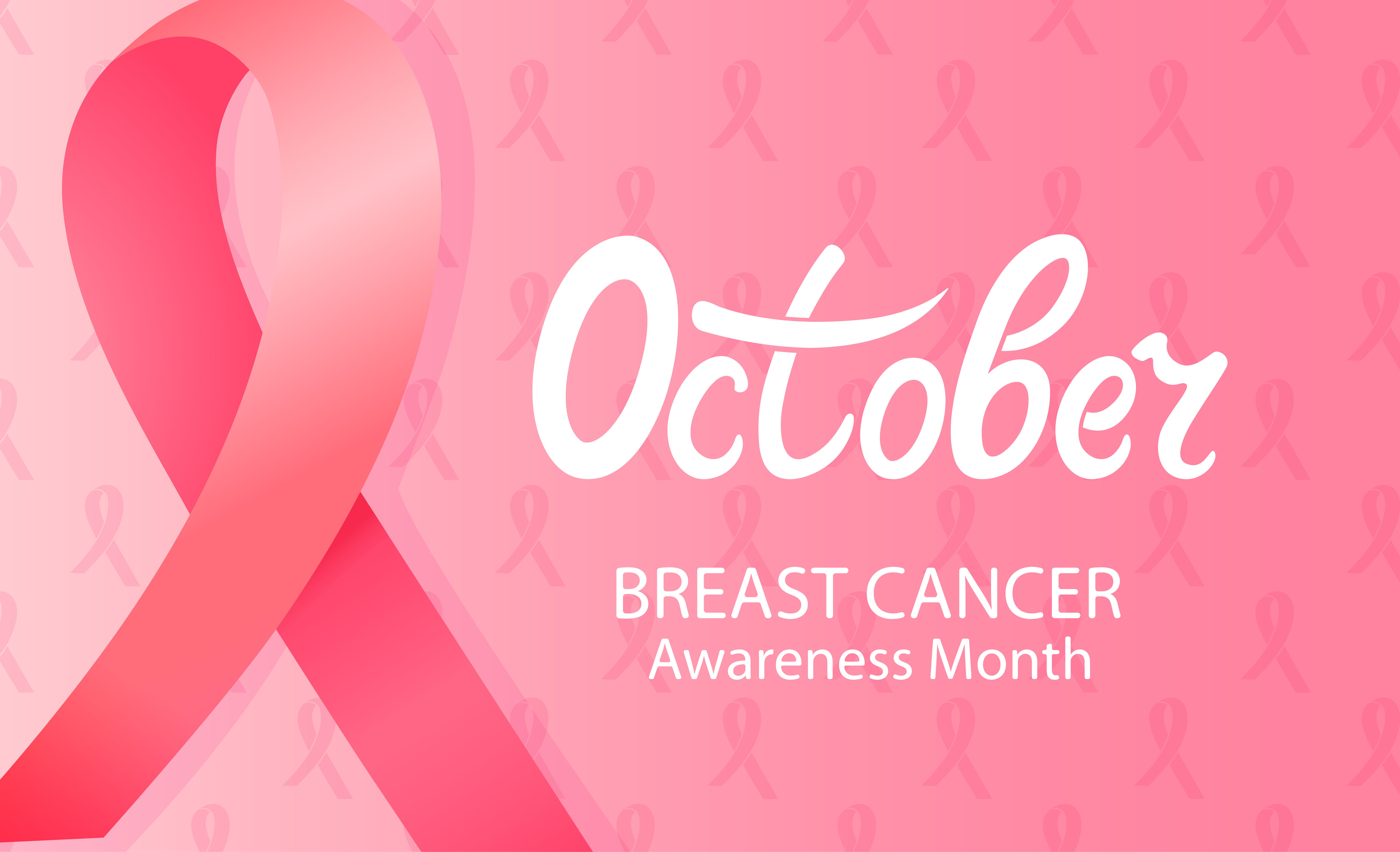 October Hand Drawn Inscription Breast Cancer Awareness Month By