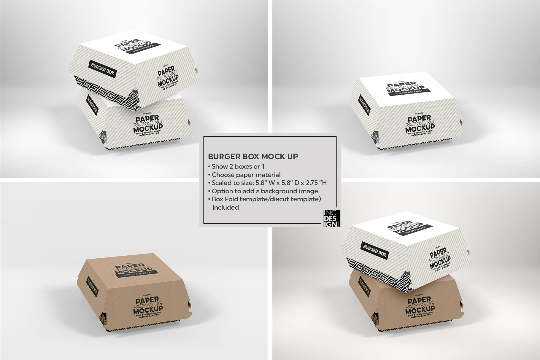 Download Burger Box Packaging MockUp By INC Design Studio | TheHungryJPEG.com