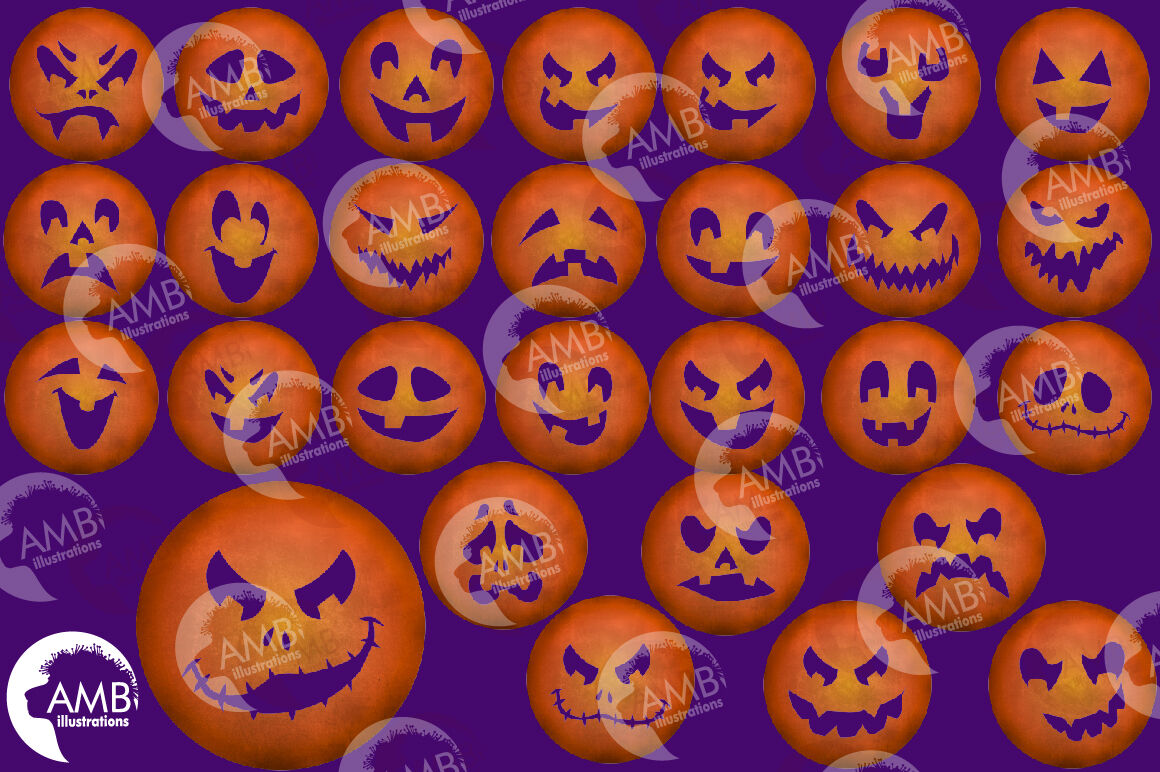 Scary Moon Clipart Haunting Halloween Moons Amb 2651 By Ambillustrations Thehungryjpeg Com