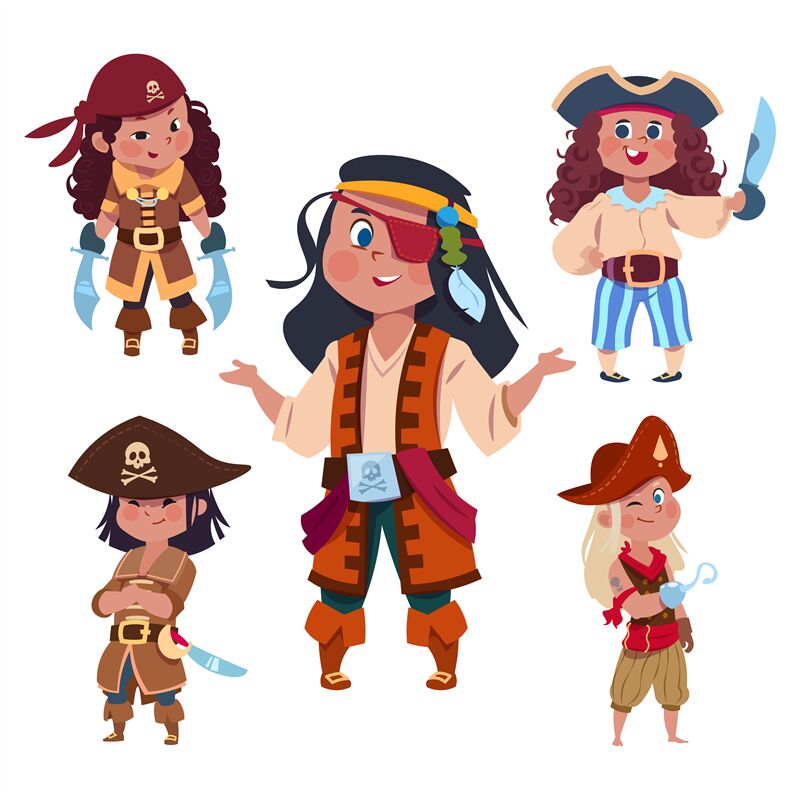 cute girl pirate cartoon