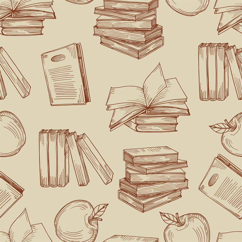 Sketch vintage books seamless pattern or background By Microvector |  TheHungryJPEG