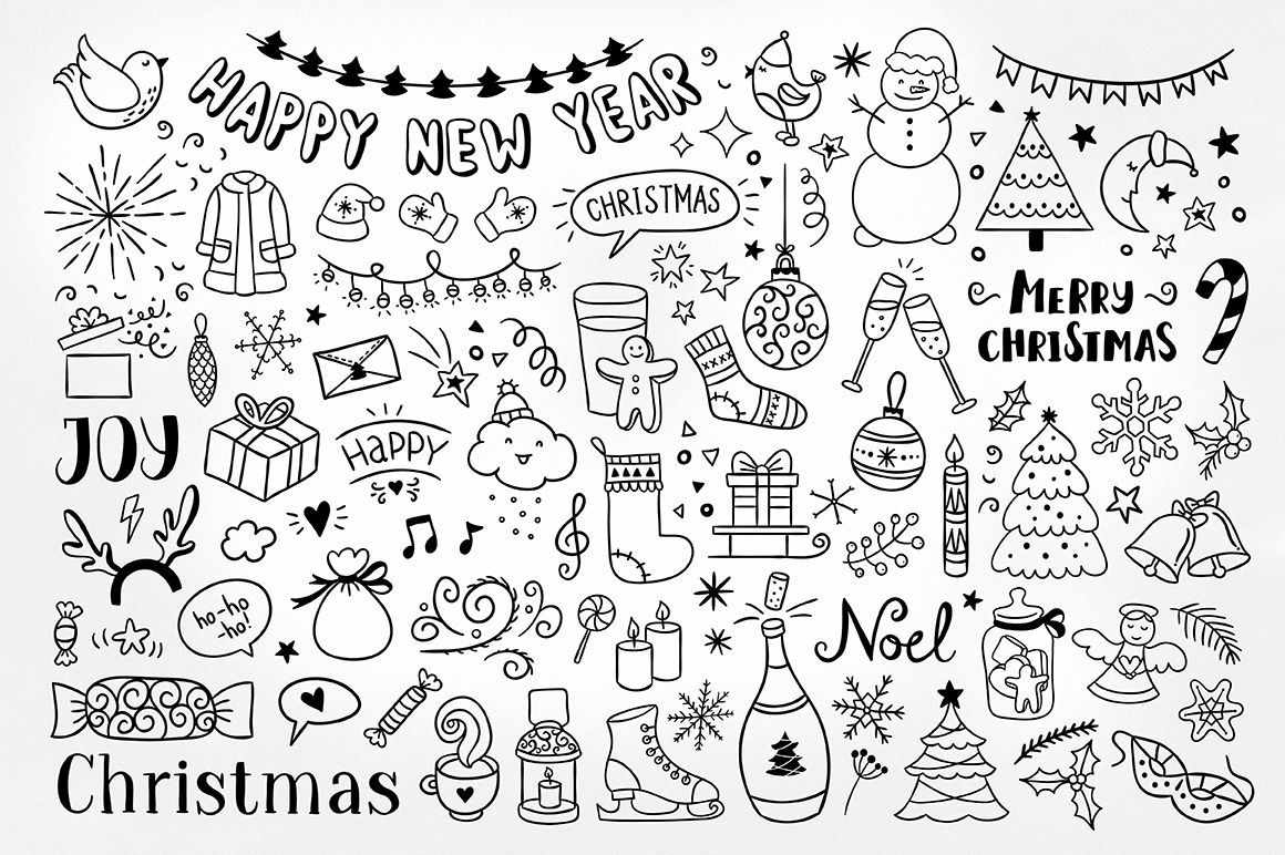 Christmas Doodles By Redchocolate Illustration TheHungryJPEG