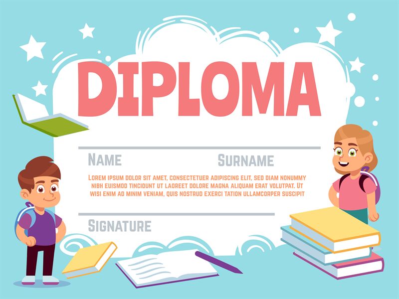 Kids Diploma Fun Children Celebrating Certificate With Characters For By Yummybuum Thehungryjpeg Com