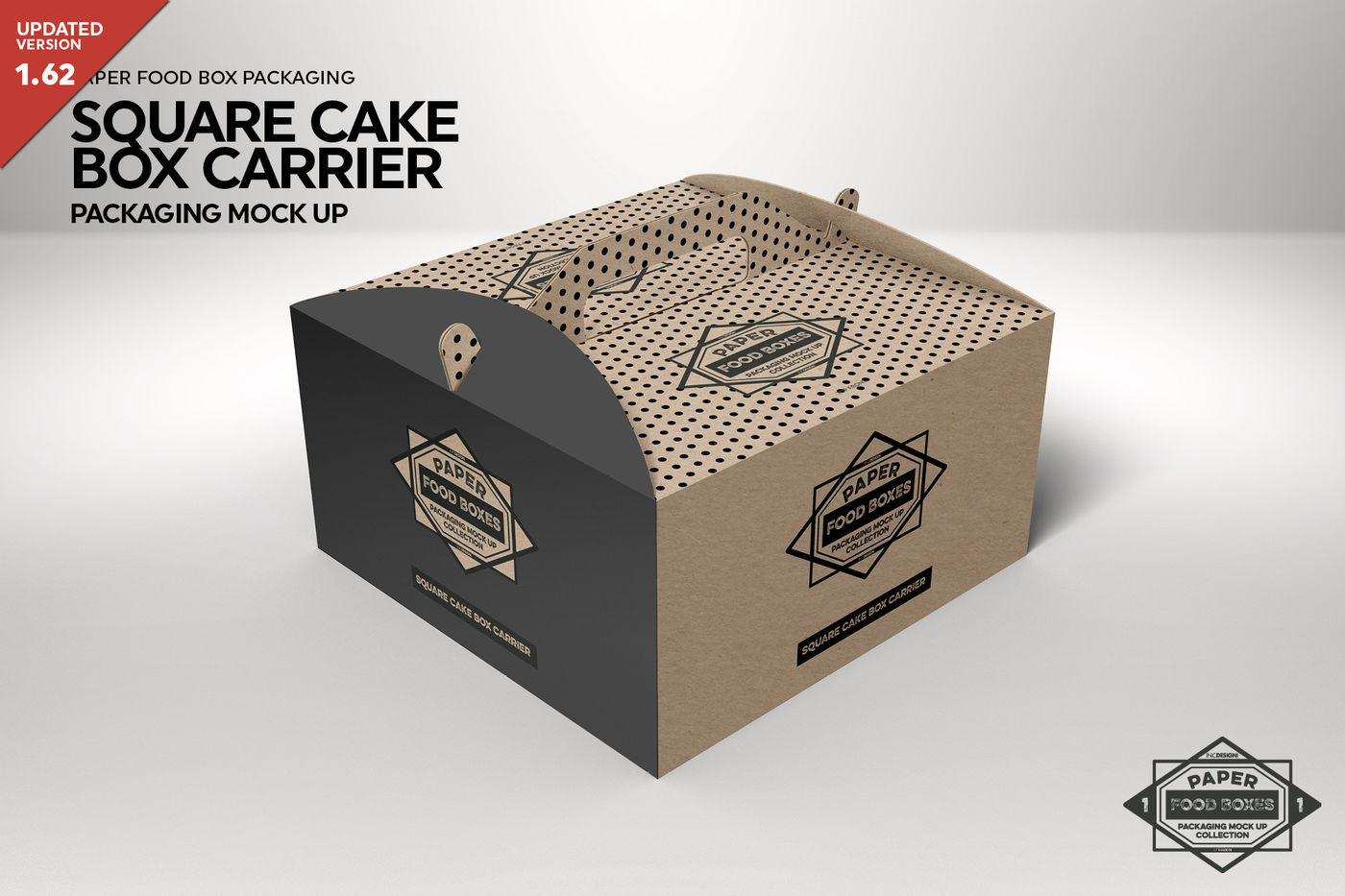 Square Cake Box Carrier Packaging MockUp By INC Design Studio | TheHungryJPEG.com