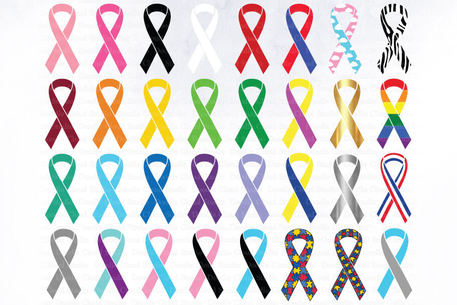 Awareness Ribbons Bundle Clipart Awareness Ribbon SVG By Doodle Cloud 