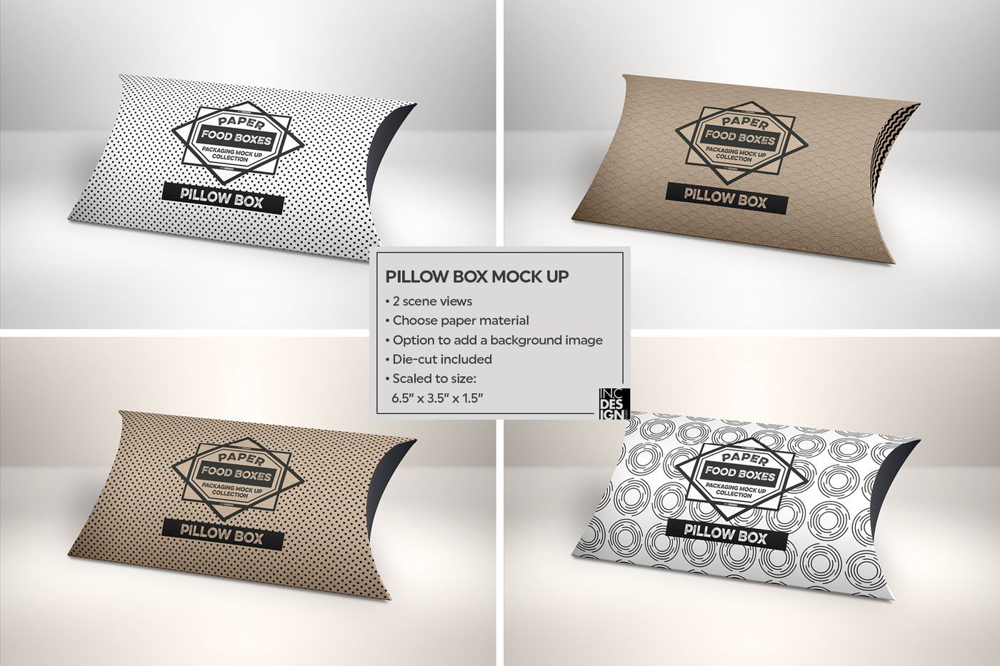 Pillow Box Packaging MockUp By INC Design Studio | TheHungryJPEG.com