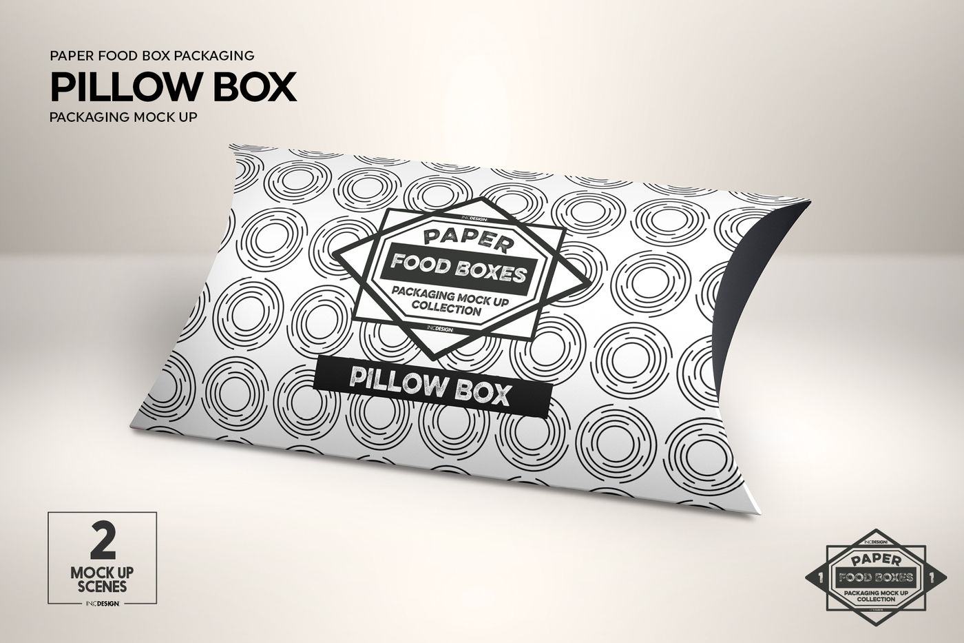 Download Pillow Box Packaging MockUp By INC Design Studio | TheHungryJPEG.com