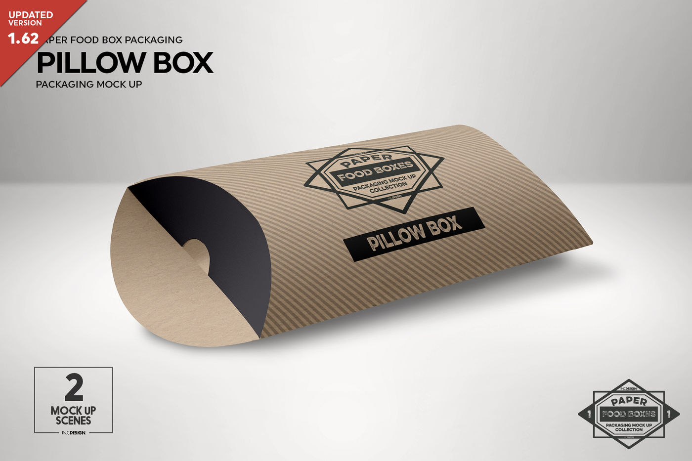 Pillow Box Packaging MockUp By INC Design Studio | TheHungryJPEG.com