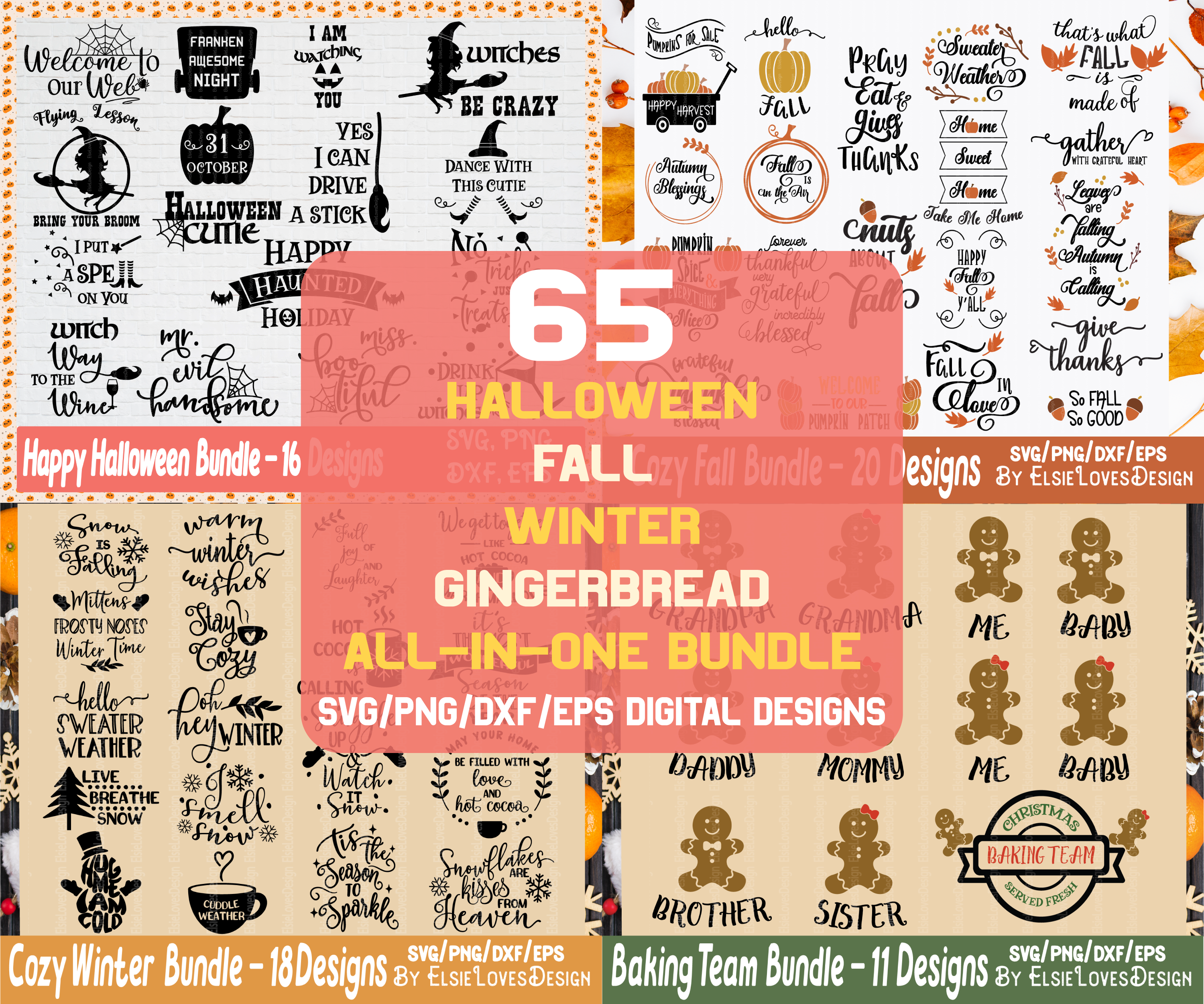 65 Halloween Fall Winter Gingerbread Holiday Bundle By Elsielovesdesign Thehungryjpeg Com