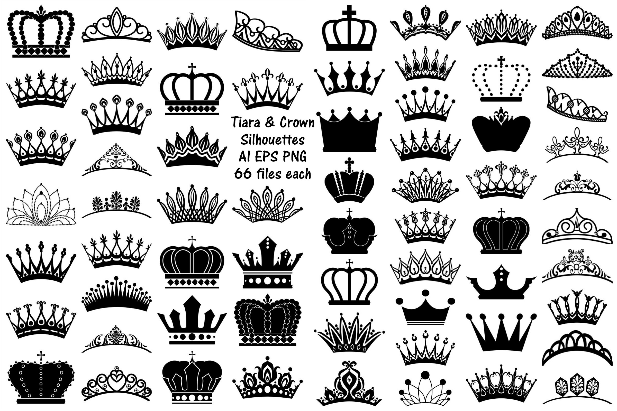Tiara And Crown Silhouettes Ai Eps Png By Me And Amelie Thehungryjpeg Com