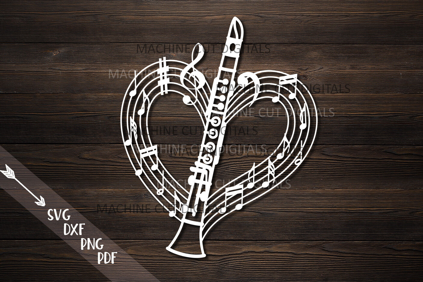 Clarinet Musical Heart Shape Svg Laser Cut Out Template By Kartcreation Thehungryjpeg Com