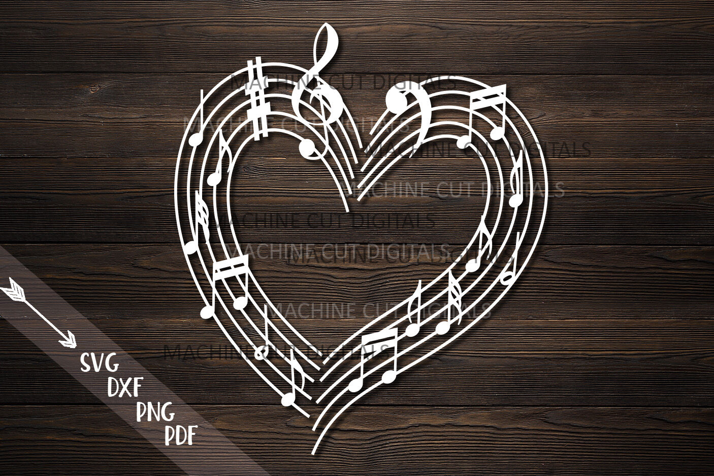 Musical Heart With Music Notes Svg Laser Cut File Template By Kartcreation Thehungryjpeg Com