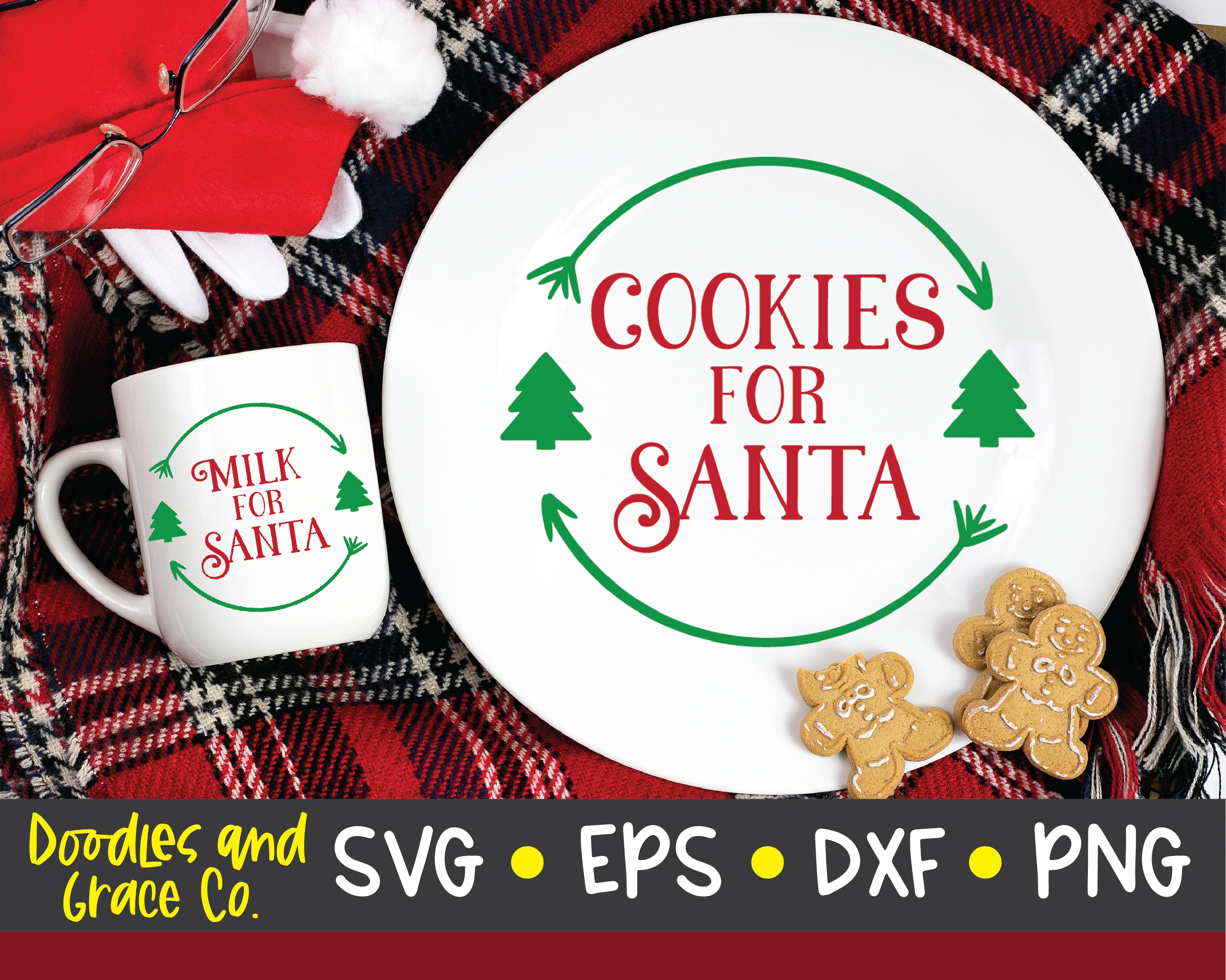 Cookies For Santa Milk For Santa svg / dxf / eps / png files SCAL Compatible with Cricut Digital download Silhouette Scan n Cut etc.