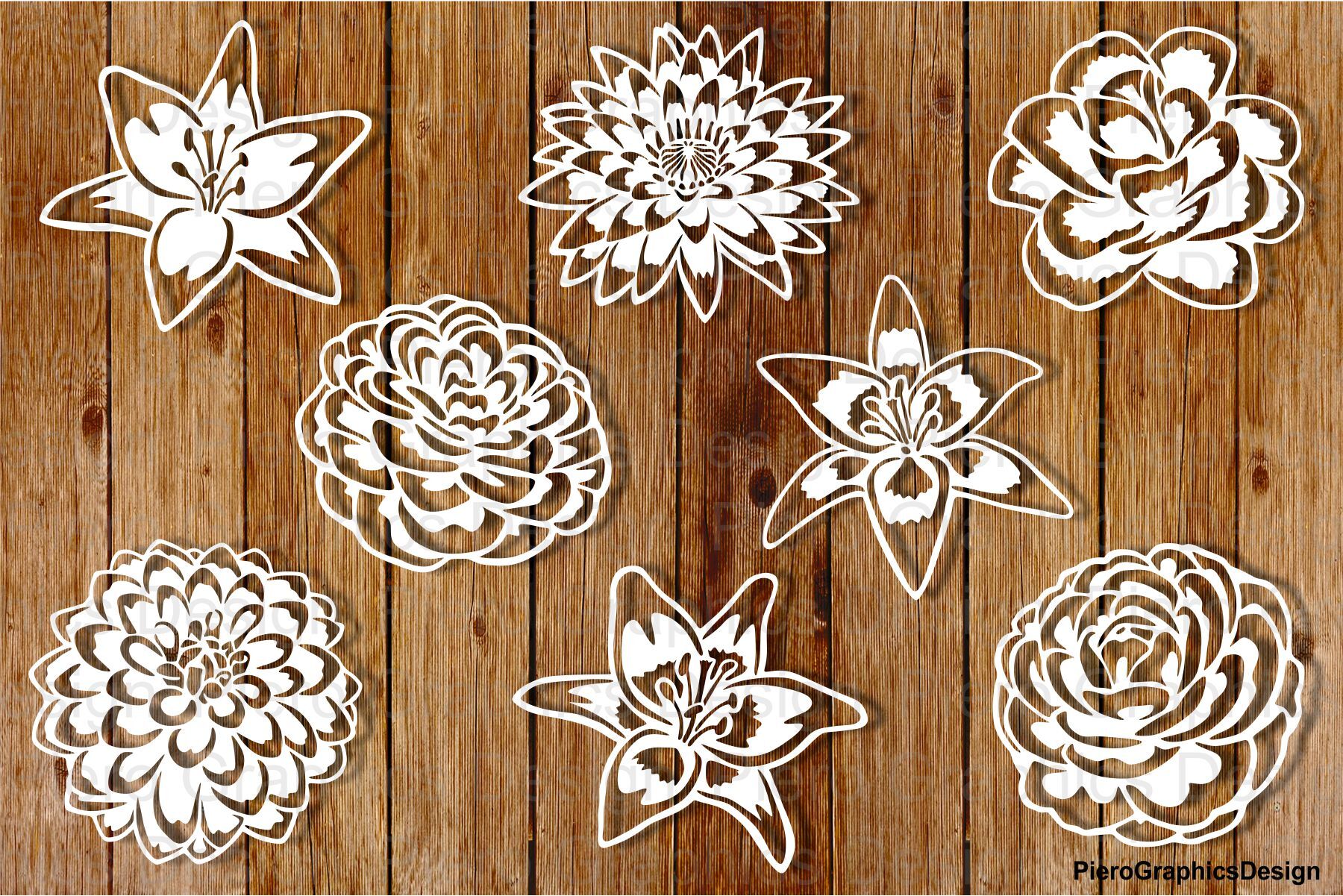 Paper, Party & Kids Papercraft Hand drawn flowers flower cut file wall