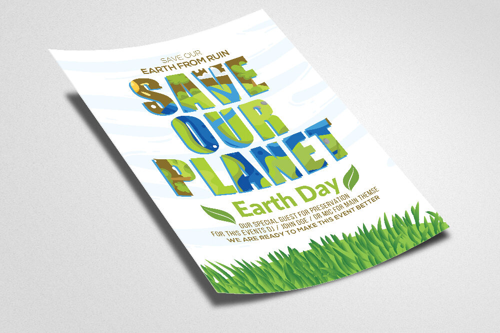 Save Our Planet Earth Day Flyer Template By Designhub Thehungryjpeg Com
