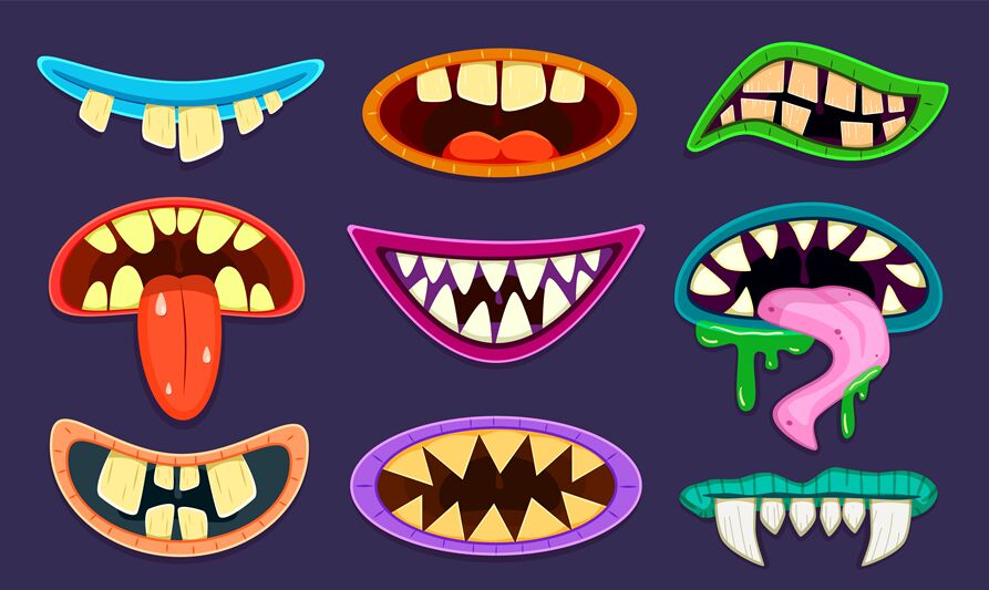 scary cartoon monster teeth