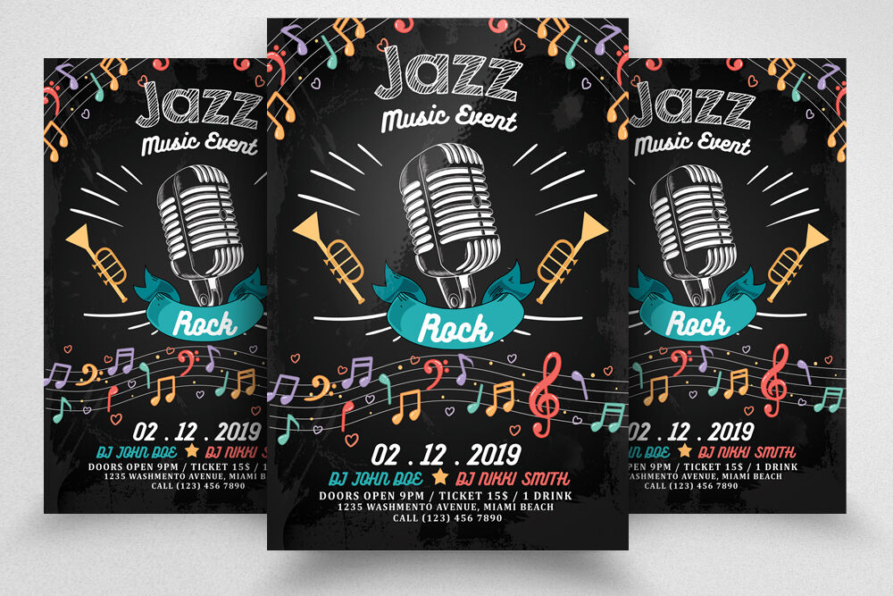 Jazz Music Party Night Flyer By Designhub Thehungryjpeg Com