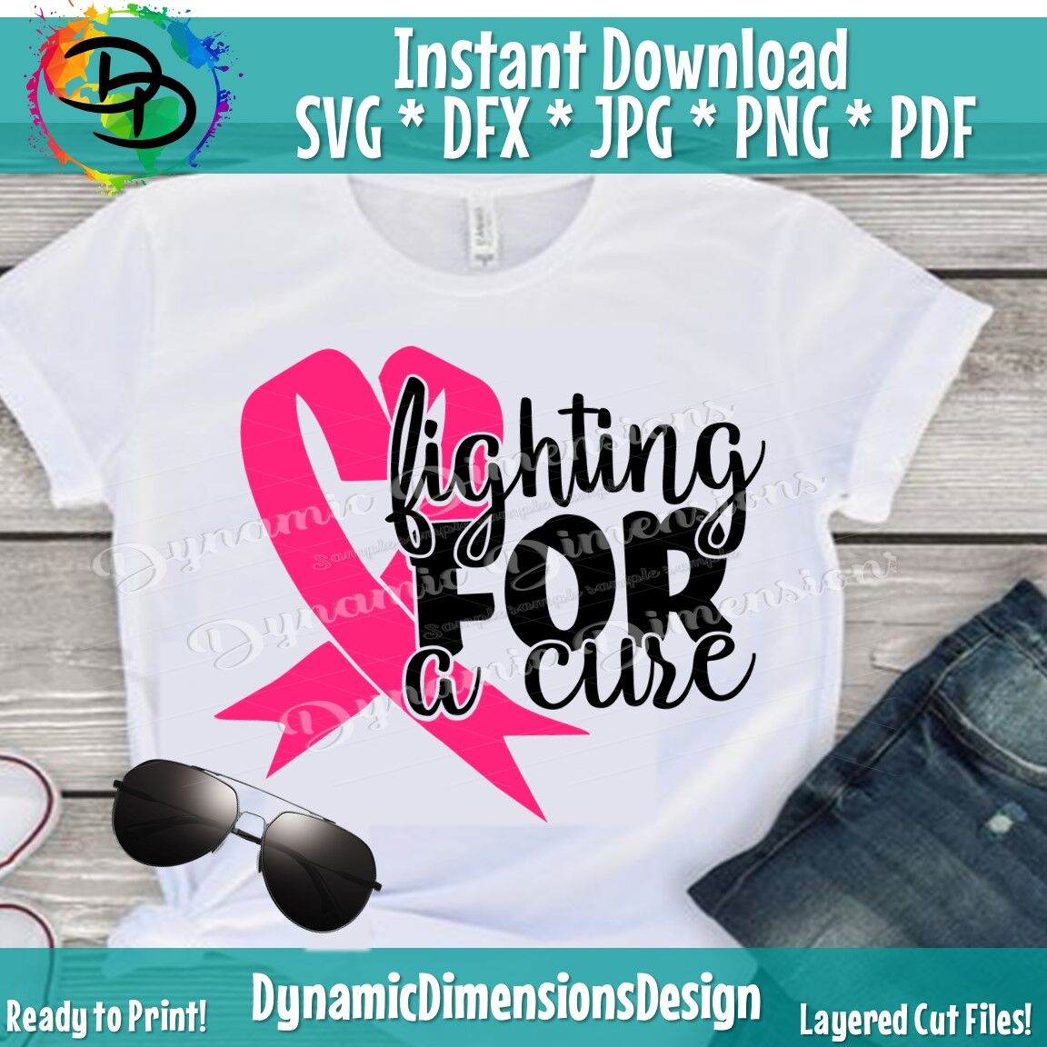 In October We Wear Pink svg, Fight for a Cure svg, Breast Cancer svg ...