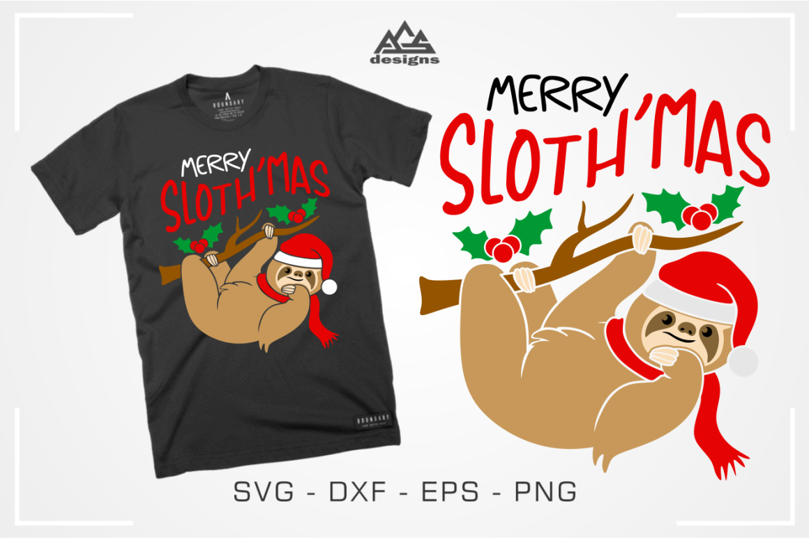 Merry Sloth Mas Christmas Svg Design By Agsdesign Thehungryjpeg Com