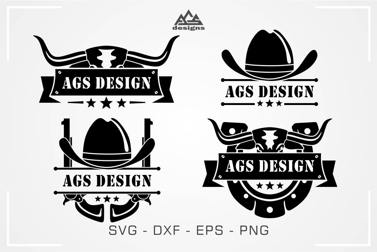 Texas Longhorn Cowboy Split Frame Ribbon Svg Design By Agsdesign Thehungryjpeg Com