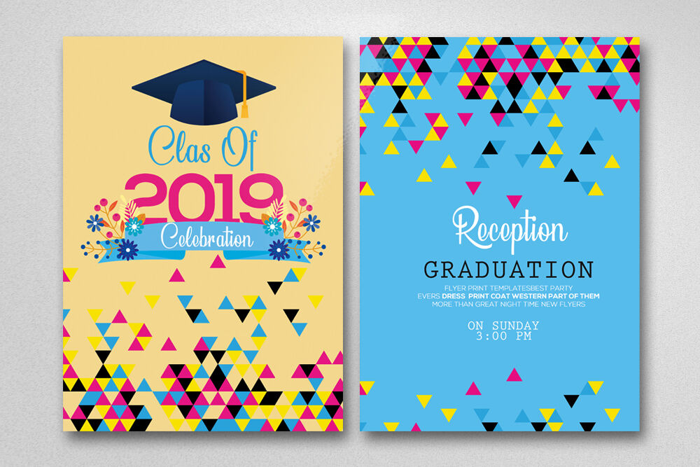 Two Sided Graduation Invitation Card By Designhub Thehungryjpeg Com