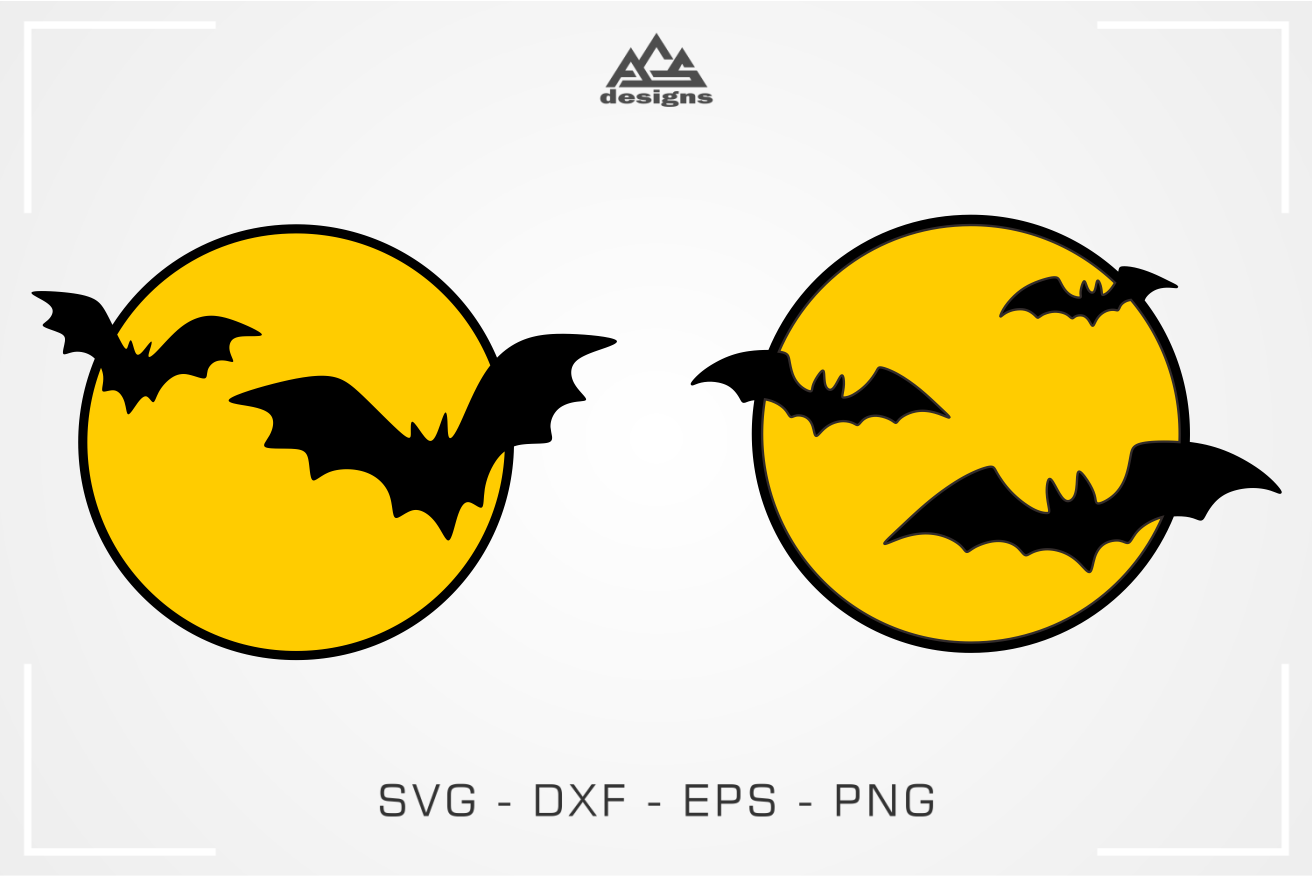 Moon And Bat Svg File Svg File Moon Silhouette Halloween Images