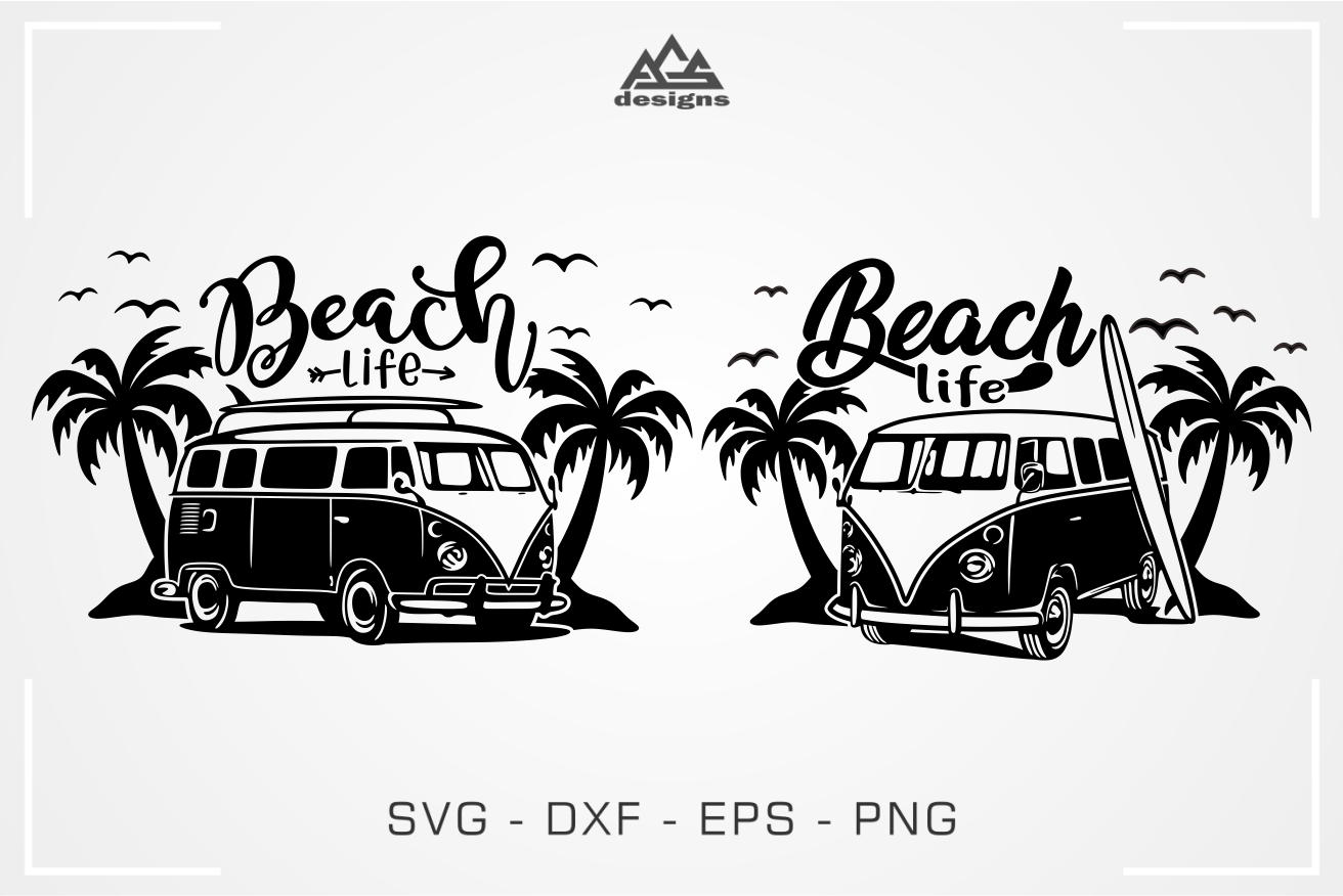 Download Beach Life Beach Surfboard Vw Svg Design By Agsdesign Thehungryjpeg Com