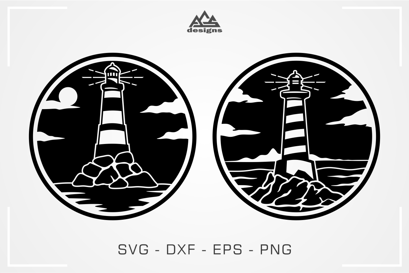 Download 2 Lighthouse Decal Svg Design By AgsDesign | TheHungryJPEG.com