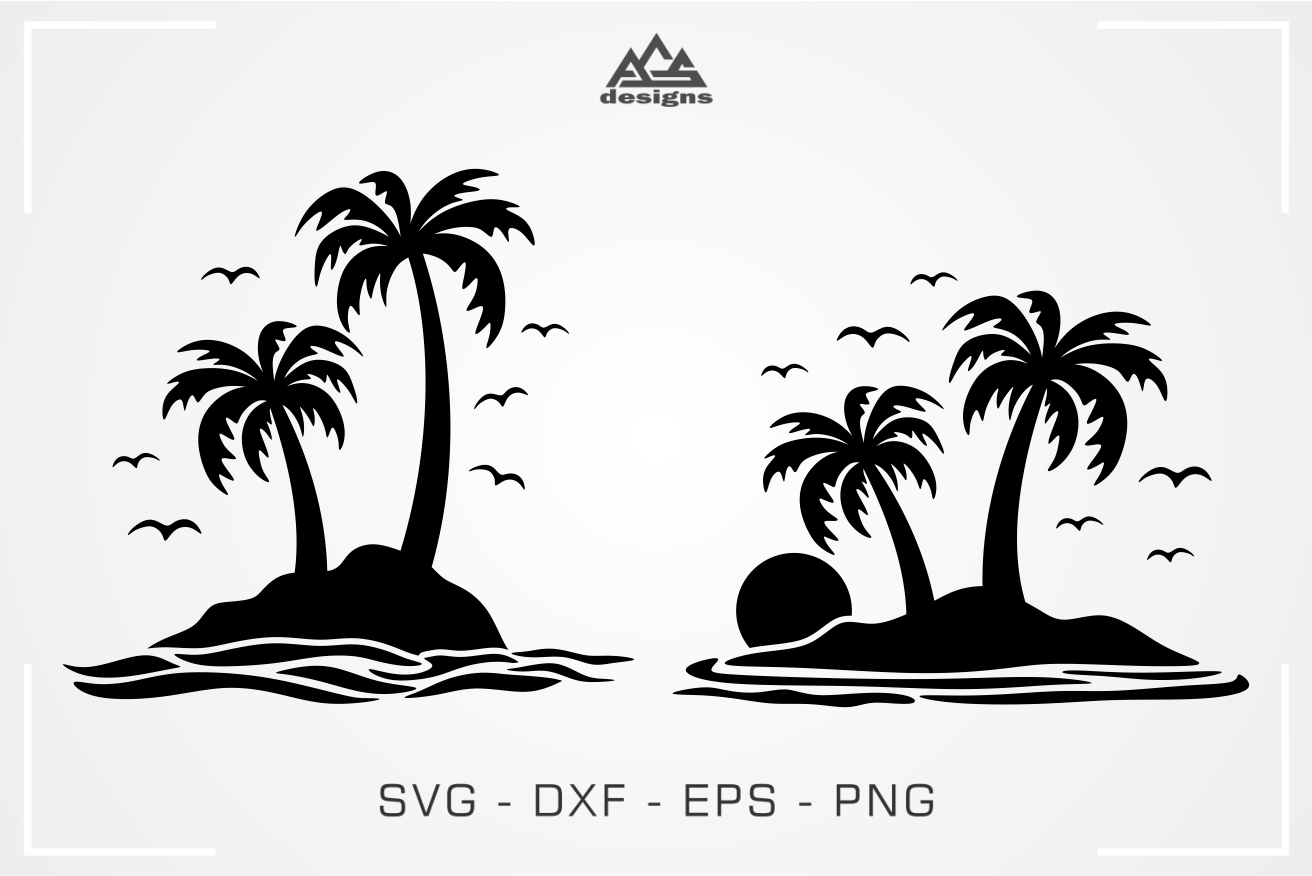 Download Palm Tree By The Sea Decal Svg Design By Agsdesign Thehungryjpeg Com