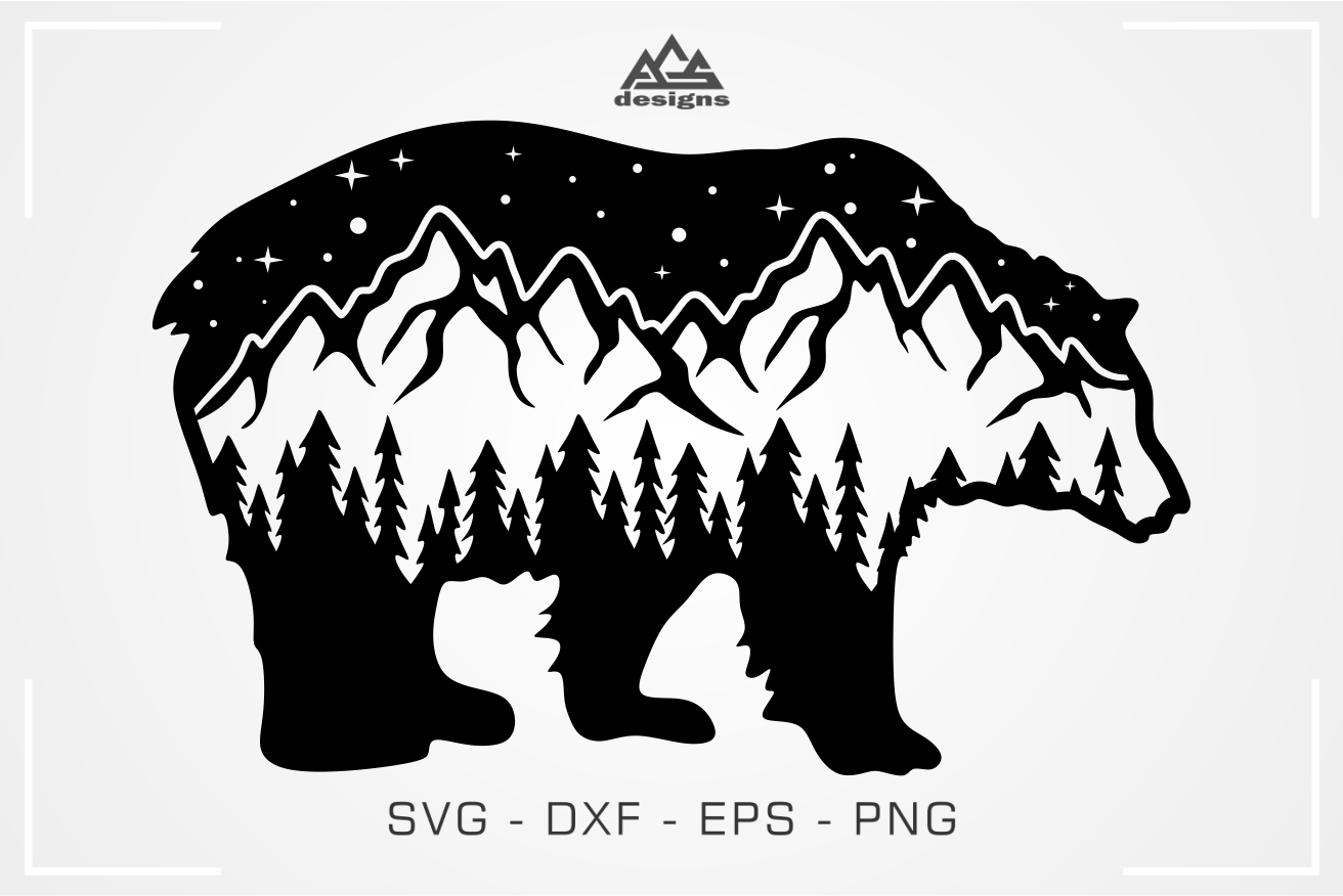 Download Bear Landscape Mountain Svg Design By AgsDesign | TheHungryJPEG.com