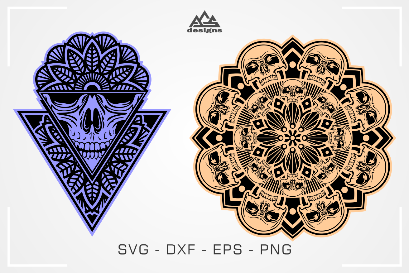 Skull Mandala Art Svg Design By AgsDesign | TheHungryJPEG.com