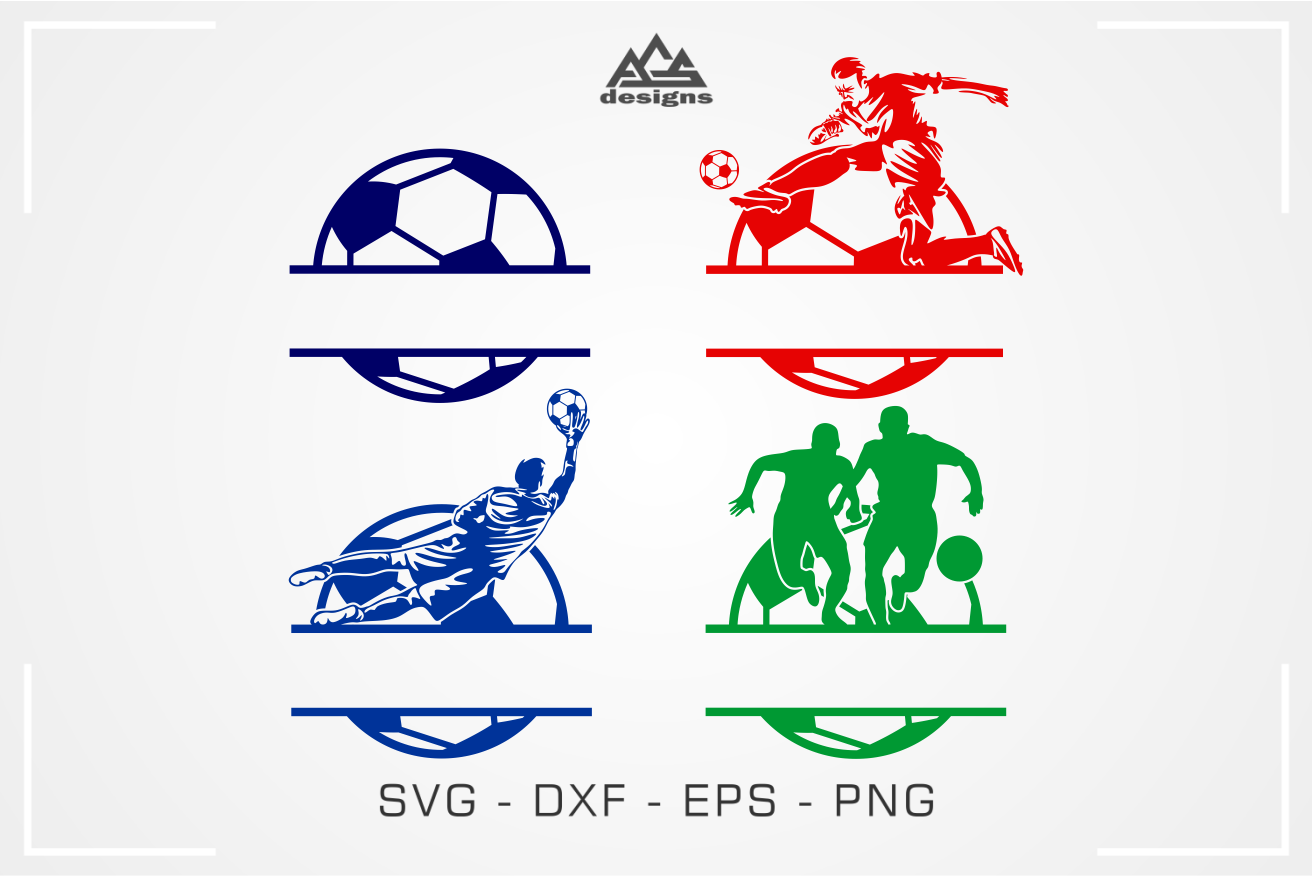 Download Soccer Football Player Sport Split Frame Svg Design By Agsdesign Thehungryjpeg Com