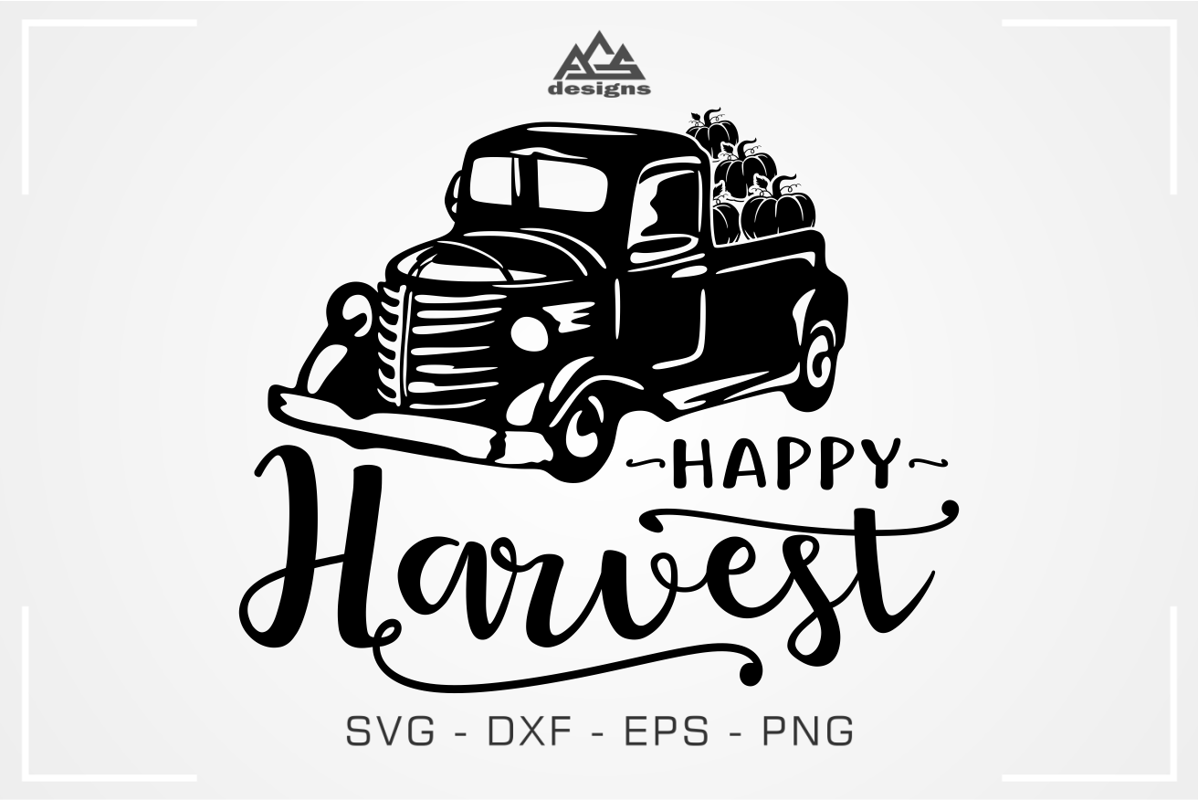 Happy Harvest Truck Pumpkin Fall Svg Design By Agsdesign Thehungryjpeg Com