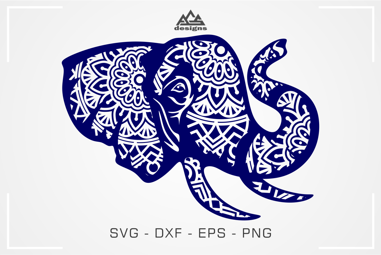 Download Elephant Head Mandala Svg Design By AgsDesign | TheHungryJPEG.com