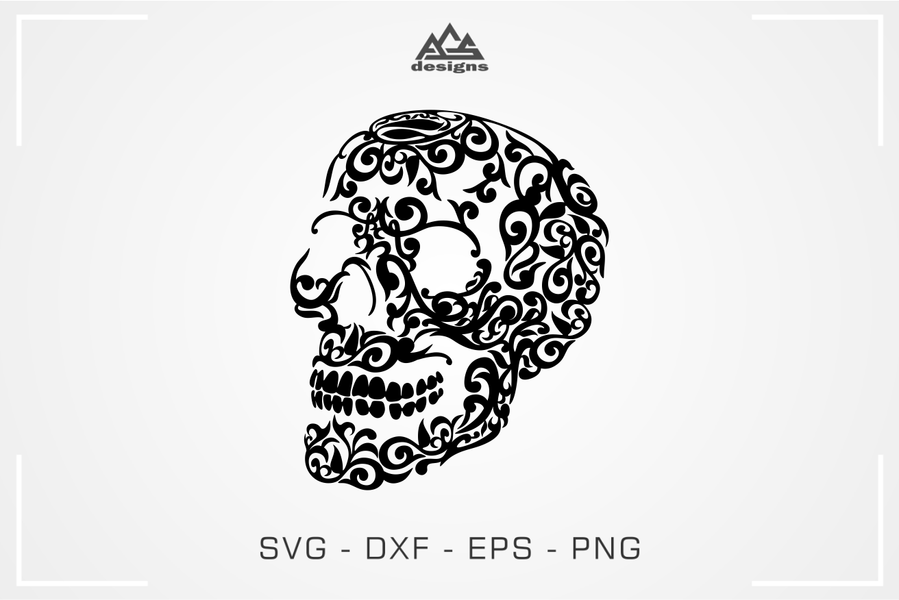 Skull svg, sugar skull svg, floral skull svg, tribal svg